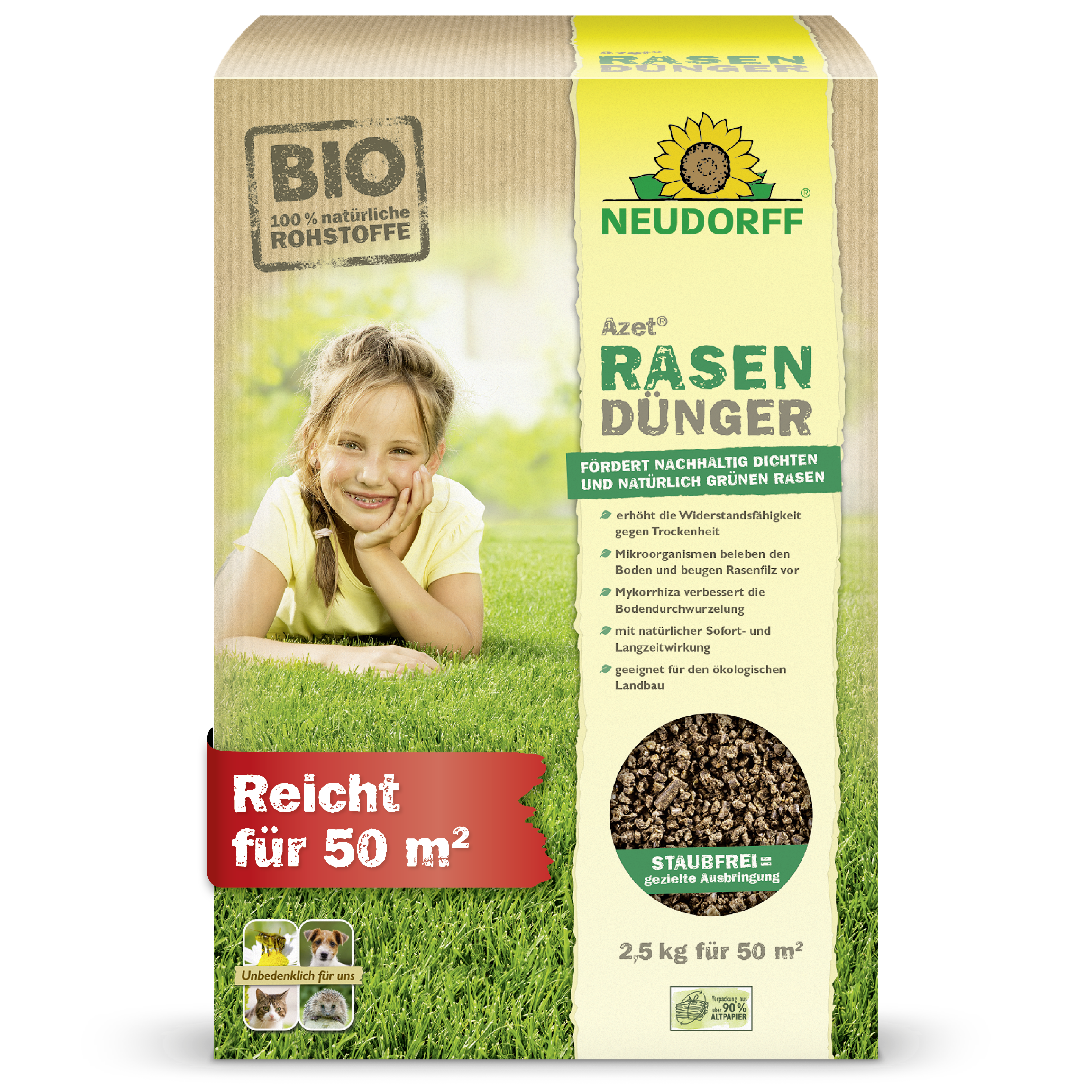 Azet RasenDünger 2,5 kg bis 5 kg – Neudorff Shop