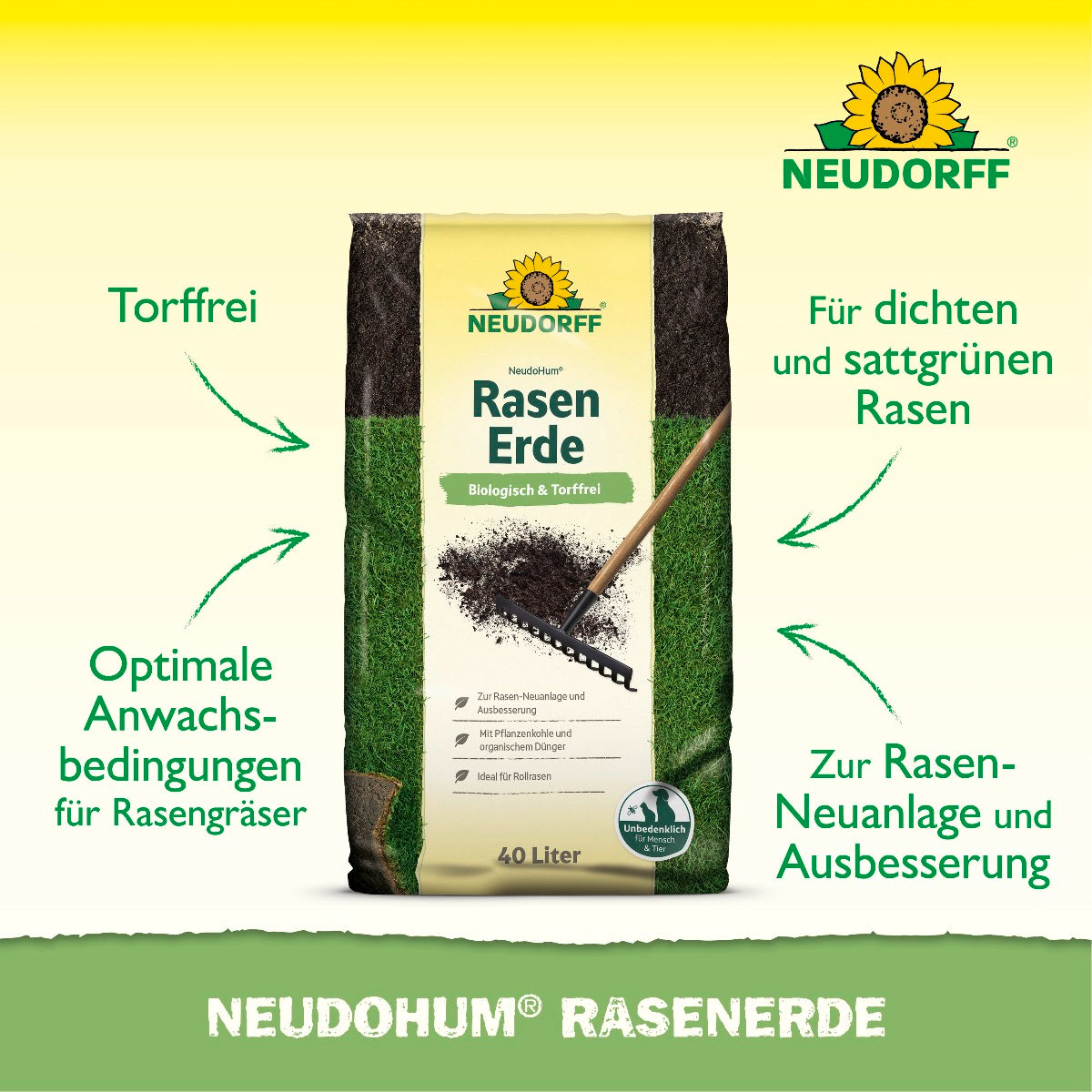 NeudoHum Rasenerde kaufen – Nährstoffreiche Erde für gesunden Rasen – Neudorff Shop