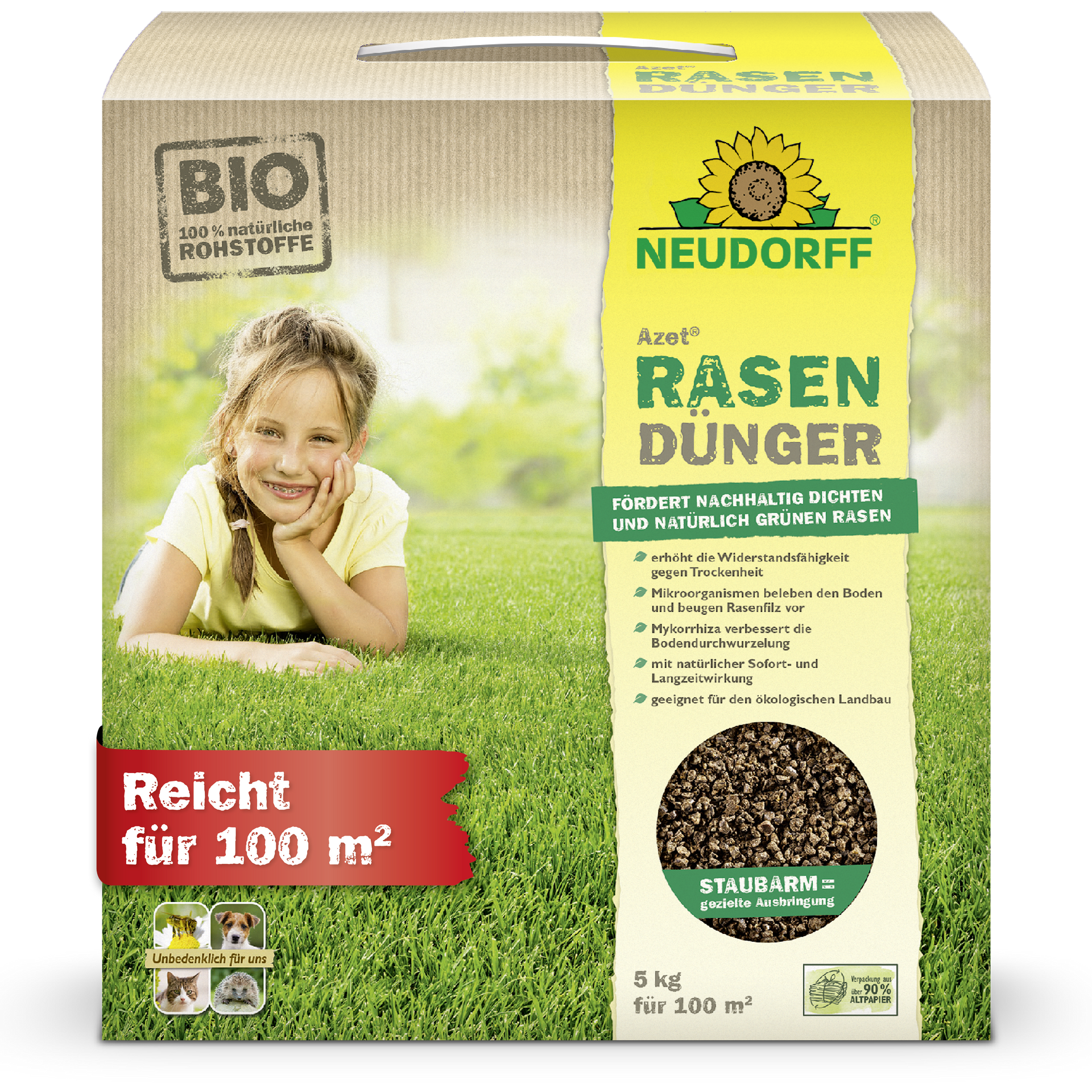 Azet RasenDünger 2,5 kg bis 5 kg – Neudorff Shop