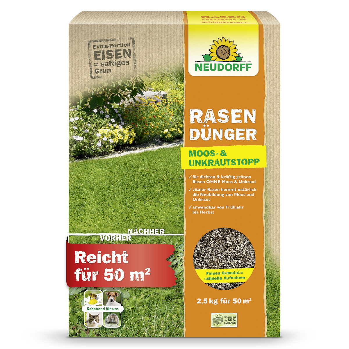 Neudorff Rasendünger Moos- & UnkrautStopp – Rasen nachhaltig düngen –  Neudorff Shop