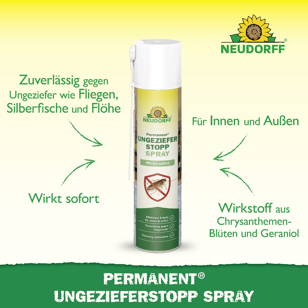 UngezieferStopp Spray gegen Silberfische, Ameisen & Fliegen